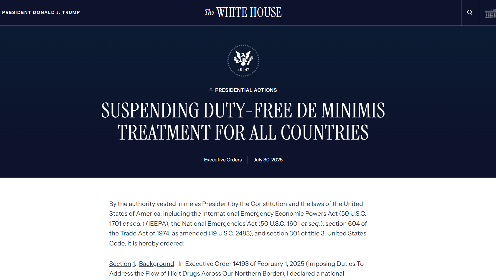 注意！8月29日起执行，美国小包免税政策全面终结进入倒计时-行业新闻-深圳市鹰龙供应链有限公司-深圳市鹰龙供应链有限公司